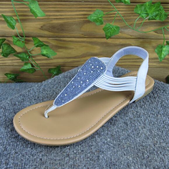 SM New York Women's Ellie T-Strap Blue Textile Sz‎ 8 Medium Gently Used 2025 - Picture 1 of 6